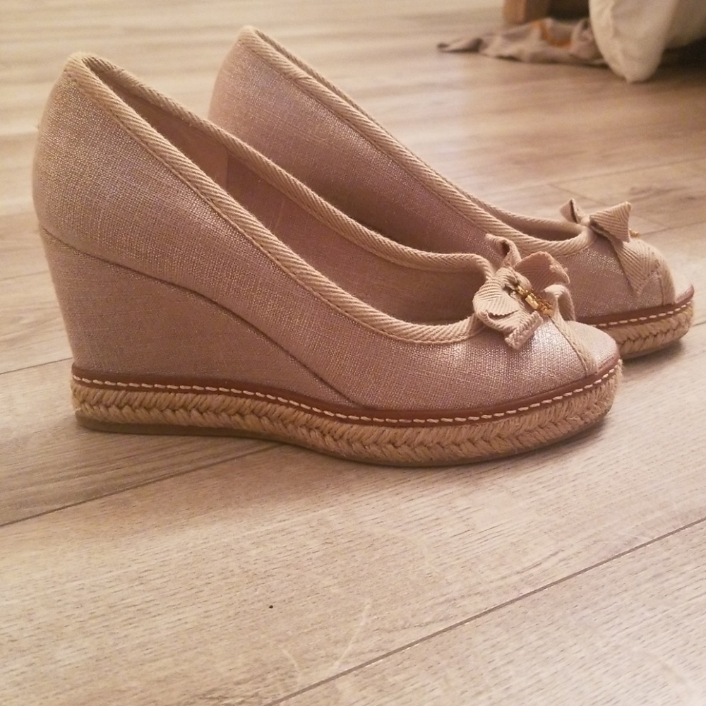 Tory Burch gold wedge